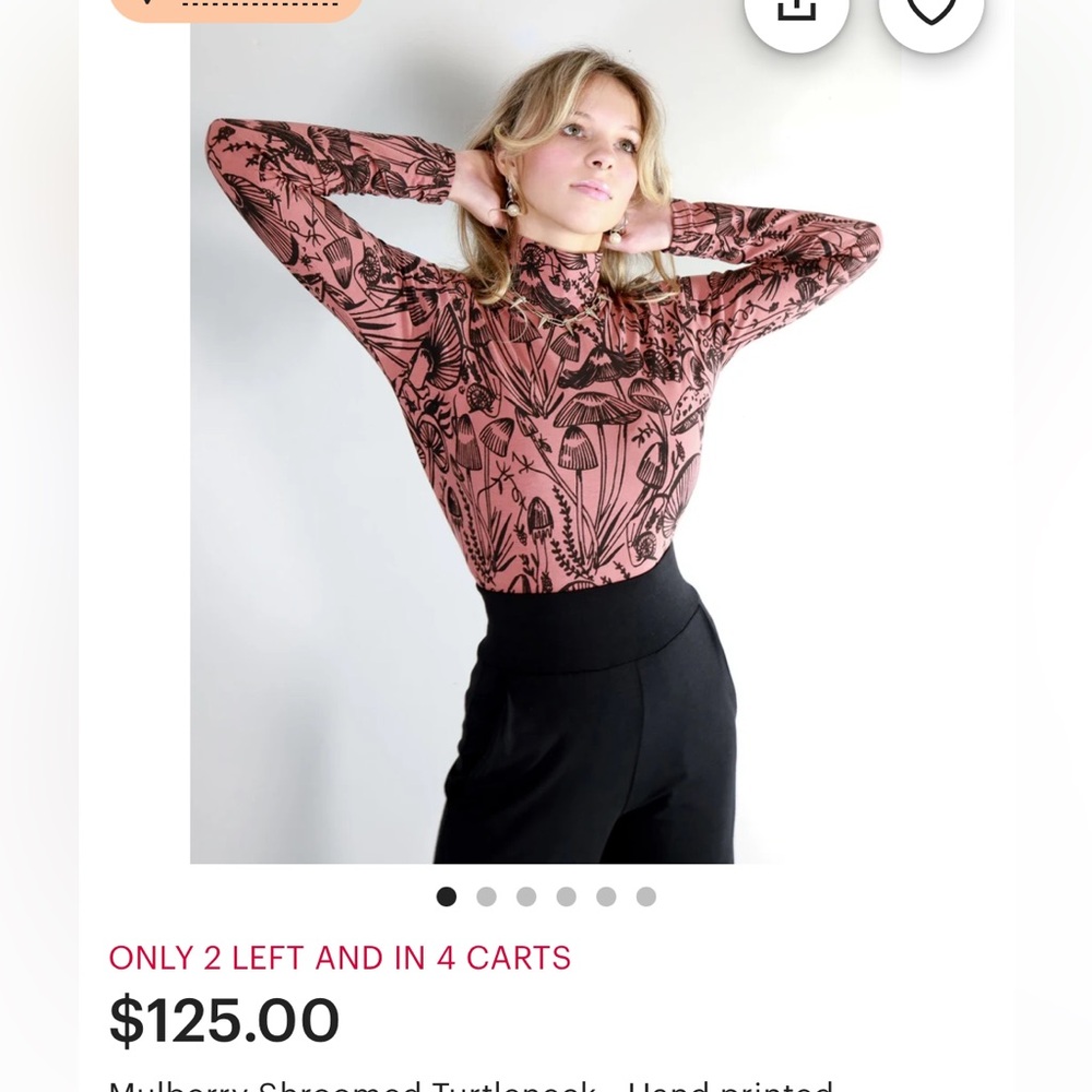 Black on Mulberry Shroomed Turtleneck long sleeve shirt